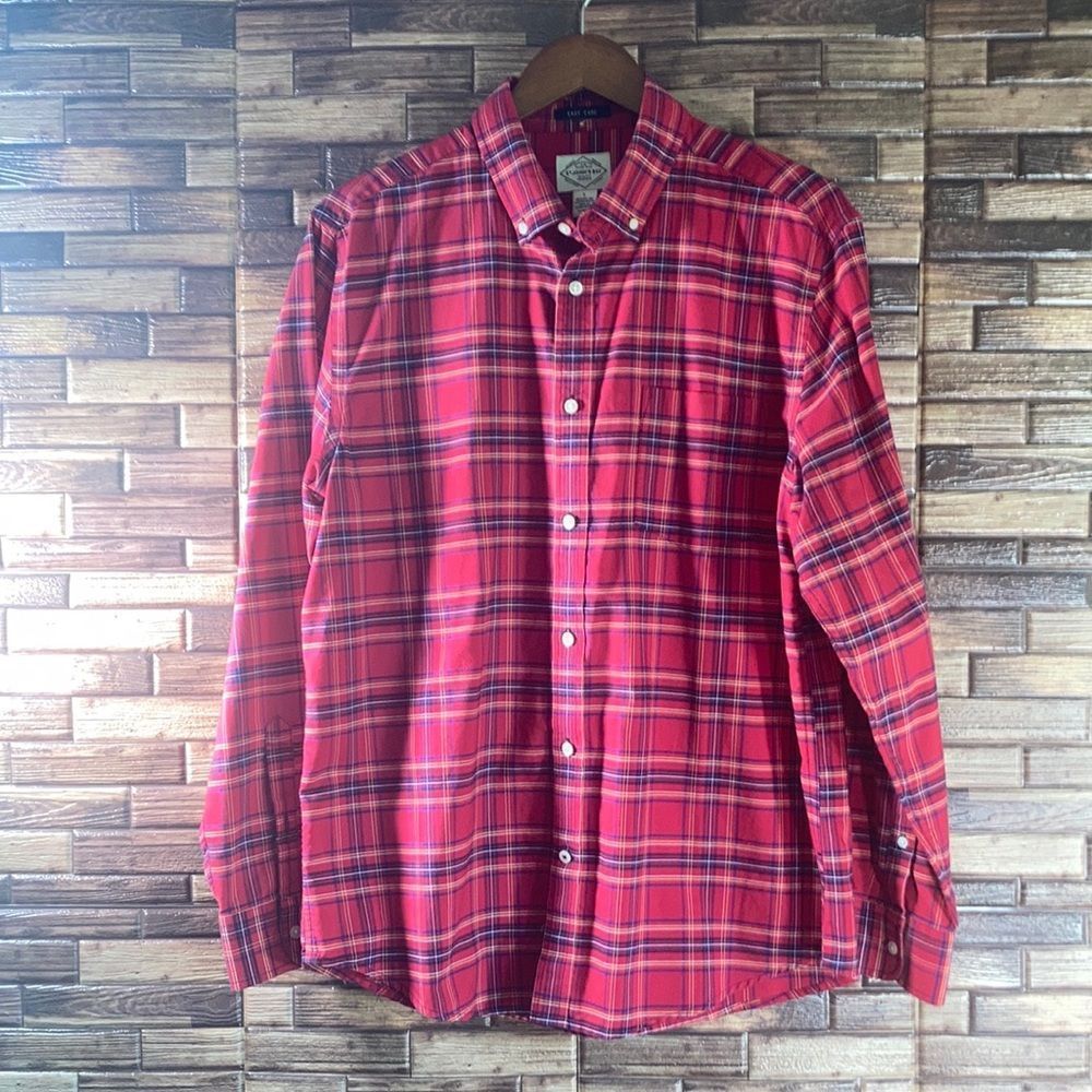 St John’s Bay Men’s Button Down Shirt Size Large Plaid Long Sleeve Pocket